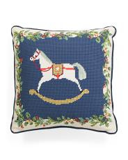 14X14 Vintage Rocking Horse Needlepoint Pillow, Polyester | TJ Maxx