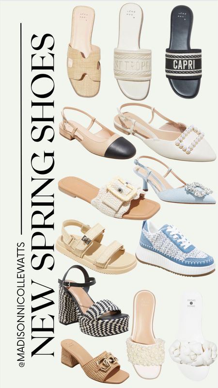 New spring shoe arrivals from Target!!! These are so cute!

Target shoes, Dior dupe, slide sandals, ballet flats, Chanel dupe, work wear, work shoes, raffia slides, dad sandals, Chloe dupe sneakers, resort wear, black raffia platform heels, rose slide sandals
White sandals, cream sandals, summer shoes, spring shoes, Hermes orange dupe