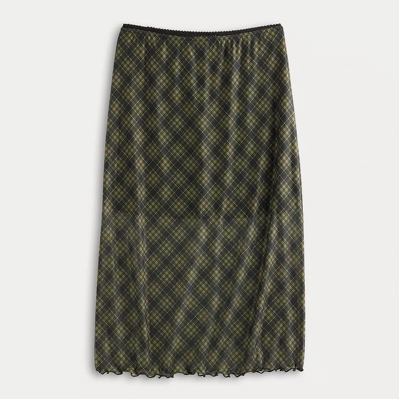 Juniors' SO® Plaid Mesh Midi Skirt | Kohl's