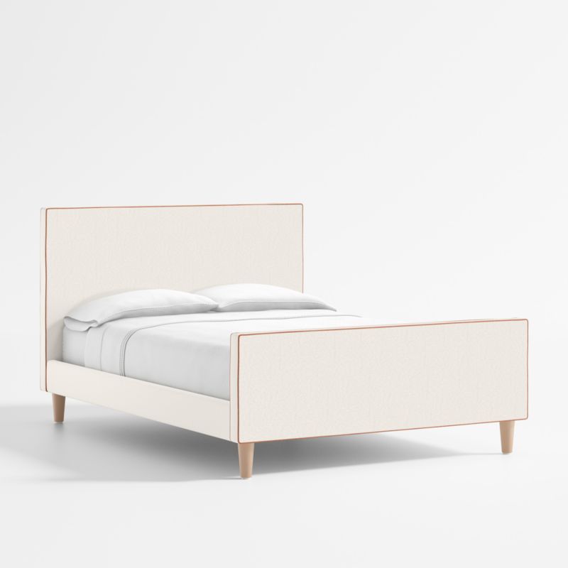 Pipeline Kids Pearl White Full Upholstered Padded Bed Frame | Crate & Kids | Crate & Barrel