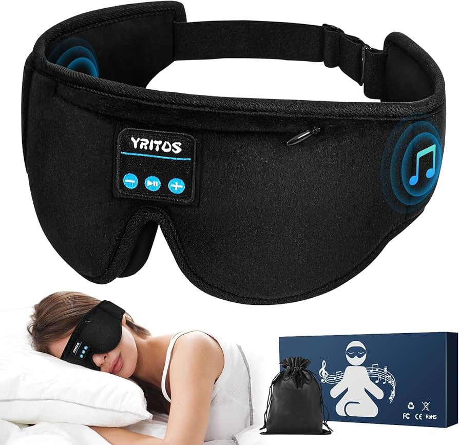 Sleep Headphones Wireless Sleep Mask - YRITOS Sleep Mask with Wireless Headphones, Washable Sleep... | Amazon (US)
