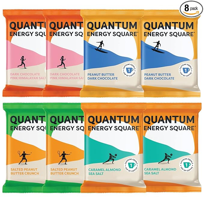 Quantum Energy Square: Caffeinated Energy Bar, 10g Plant-Based Protein, Vegan, Gluten Free. Delic... | Amazon (US)