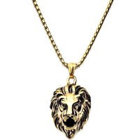 Men's Gold Lux Lion Pendant Necklace | Gold Stainless Steel Lion Box Chain | Etsy (US)