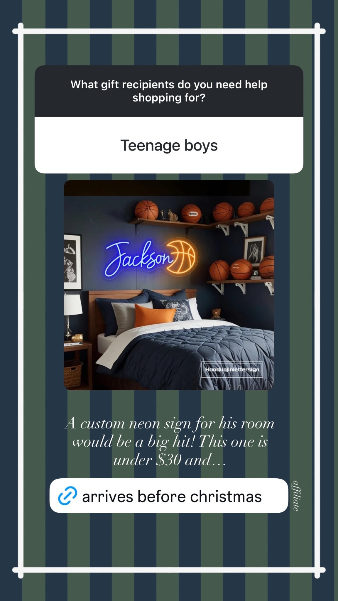 affiliate A custom neon sign for his room would be a big hit! This one is under $30 and…