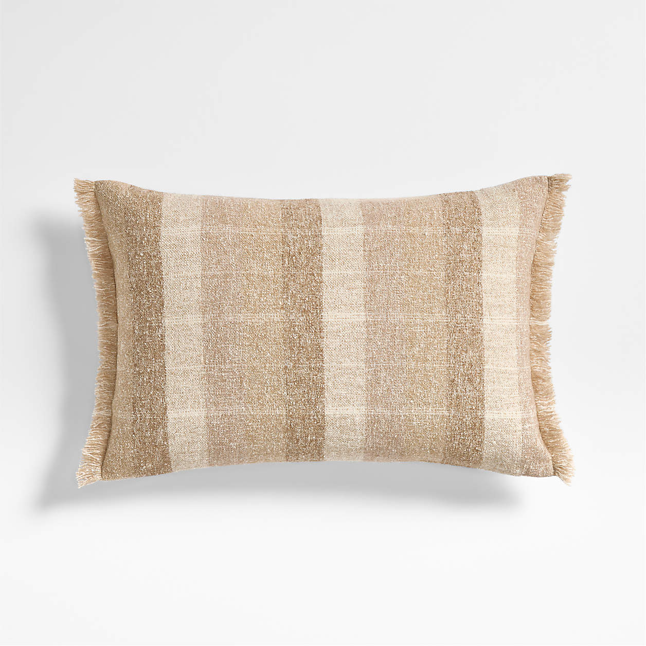 Agnes Woven Wool Blend Fringe Stripe 24"x16" Arctic Ivory Throw Pillow Cover + Reviews | Crate & ... | Crate & Barrel