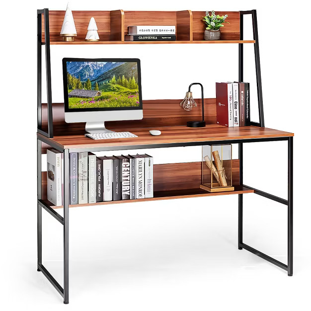 Costway 47'' Computer Desk w/ 3 Storage Cubes & Open Bookcase Home Office | Target