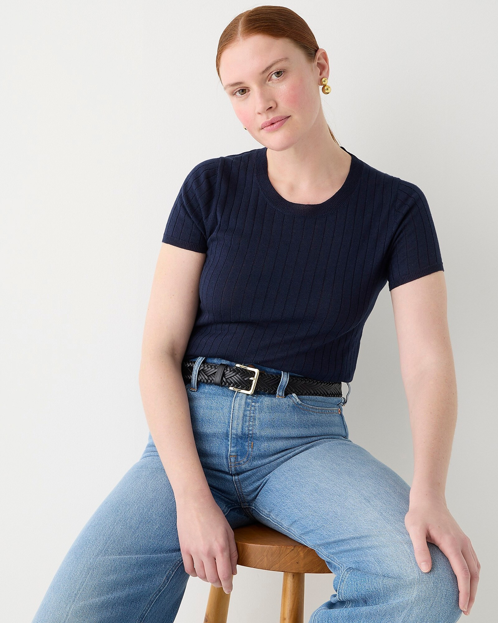 Silk-blend cropped T-shirt | J. Crew US