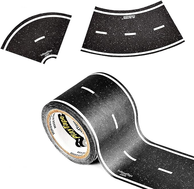 PlayTape 30x2 Inch Black Road Tape with 2 Inch Curve Rolls (30x2 1 Pack of Road Tape, 1 Pack of C... | Amazon (US)