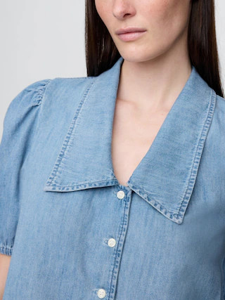 Denim Puff-Sleeve Collared Shirt | Gap (US)