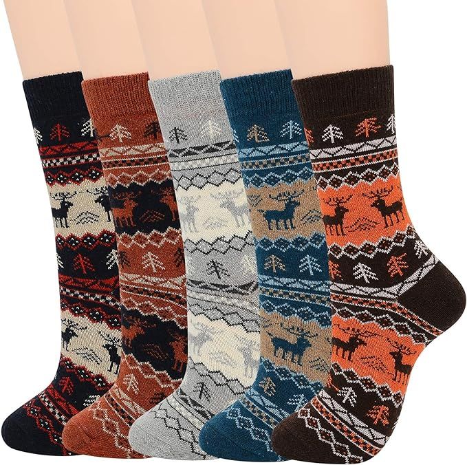 Mens Warm Wool Socks Soft Cozy Socks for Fall Winter Sports Socks Cashmere Athletic Crew Socks fo... | Amazon (US)