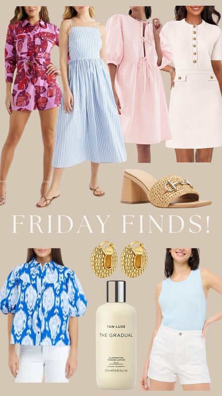 FRIDAY FINDS! New Walmart shirts and top, blue & white striped dress, new amazon dresses, sandals, the prettiest top from Belk, tanning lotion and new Jcrew factory denim shorts!

#LTKFindsUnder100 #LTKBeauty #LTKFindsUnder50