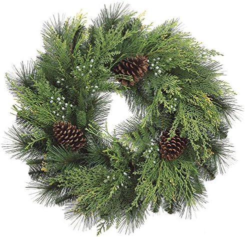 24 Inch Christmas Cedar Wreath with Pine Cones and Berries | Amazon (US)