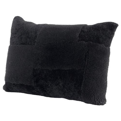 Kendall Modern Classic Black Sheared Sheepskin Decorative Lumbar Pillow - 14x20 | Kathy Kuo Home