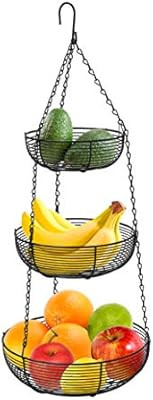 CAXXA 3-Tier Hanging Basket Fruit Organizer Kitchen Heavy Duty Wire Organizer with 2 Free Bonus M... | Amazon (US)