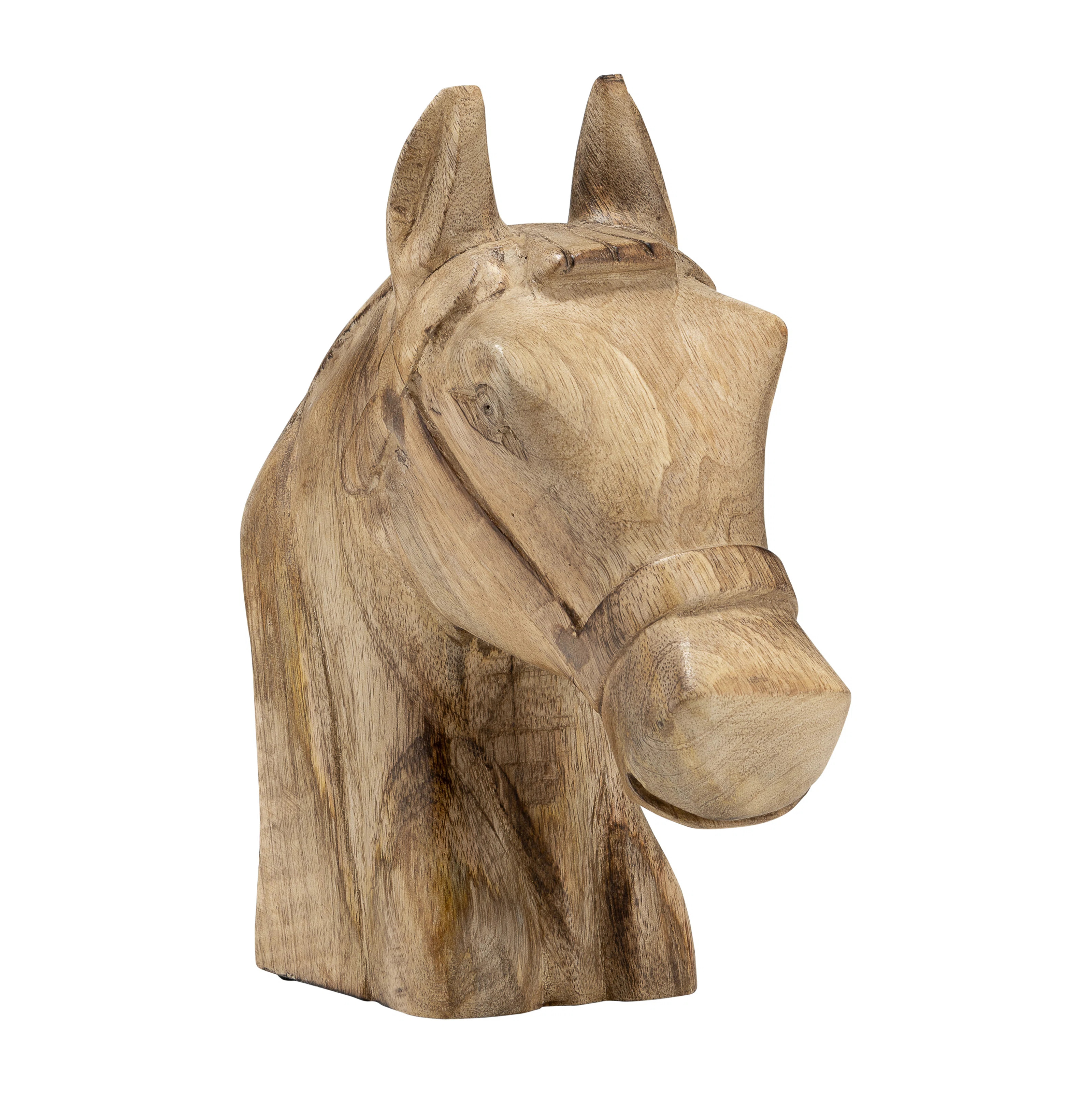 Pewamo Handcrafted Wooden Horse Head Figurine - Brown 10" Modern Decorative Accent for Home, Offi... | Wayfair North America