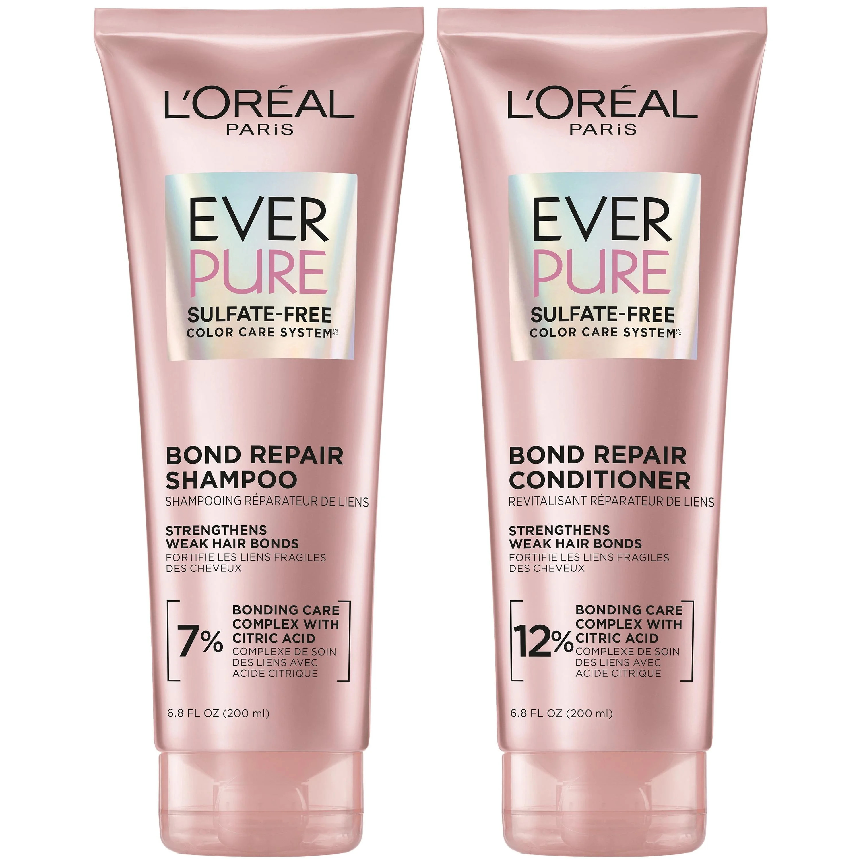 L'Oreal Paris EverPure Sulfate Free Bond Strengthening Shampoo & Conditioner Set, 6.8 fl oz | Walmart (US)