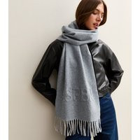 Grey Debossed Aspen Scarf New Look | New Look (UK)