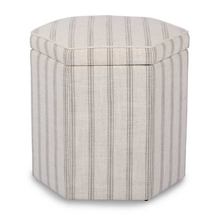 Striped Upholstered Greyson Storage Ottoman | Kirklands Home | Kirklands