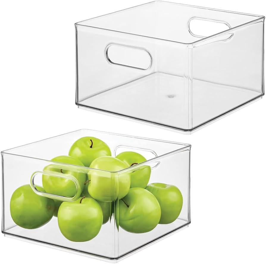 iDesign Plastic Storage Bin with Handles for Household Storage - Set of 2 - Clear - Made in USA | Amazon (US)