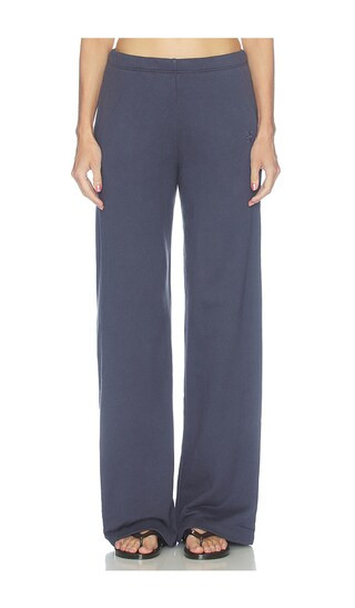 French Terry Oversized Wide Leg Sweatpant in Washed Navy | Revolve Clothing (Global)