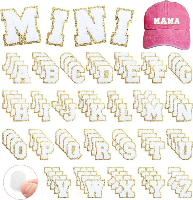 Small Chenille Letters Patches 1 inch 104PCS White Self Adhesive Fuzzy Letter Stickers for Clothi... | Amazon (US)
