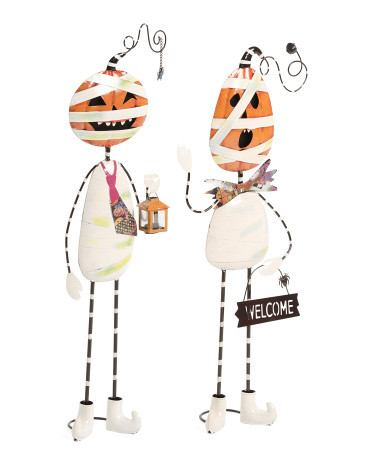 Set Of 2 Metal Halloween Jack O Lantern Mummies | Marshalls