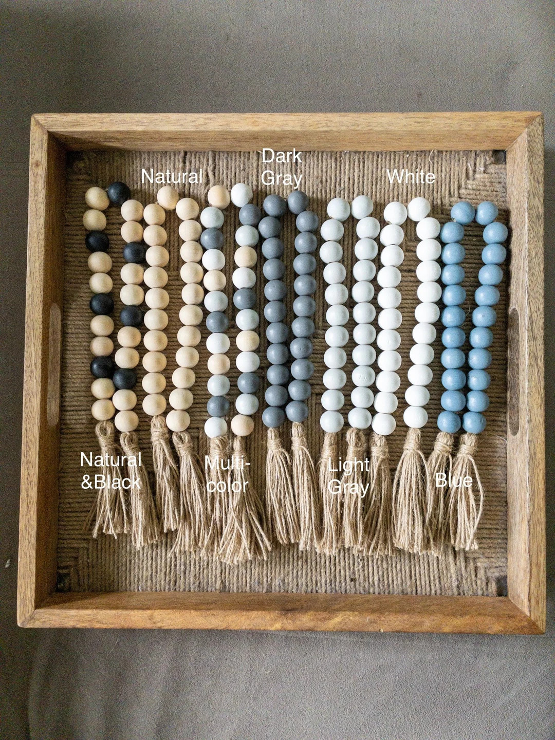 Wooden Bead Garland | Farmhouse Beads | Farmhouse Decor | Tiered Tray Decor | Natural Wood Bead G... | Etsy (US)