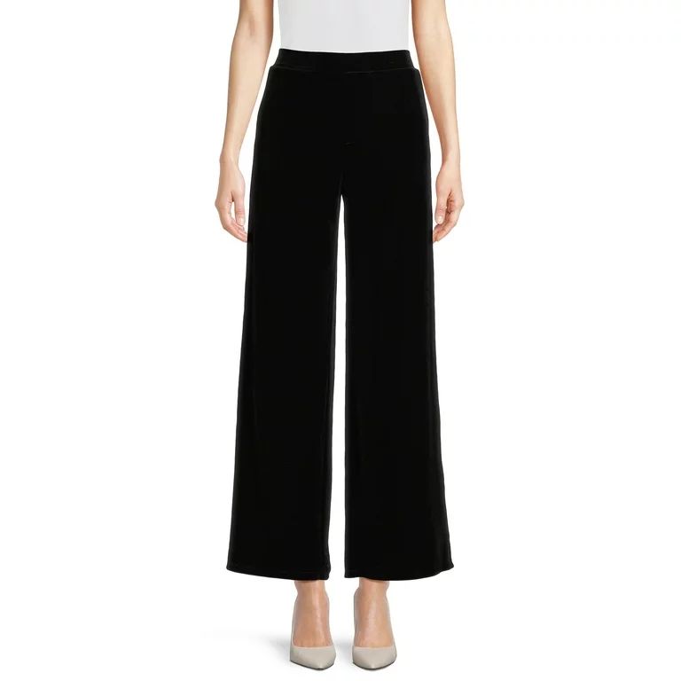 Time and Tru Women's Velvet Wide Leg Pants, 32" Inseam, Sizes XS-XXXL | Walmart (US)