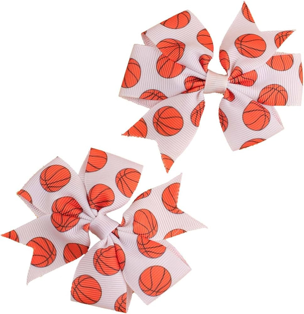 Football Hair Clip Girls Soccer Bow Clip Sport Hair Bow Hair Accessories TSFJ50 (Basketball) | Amazon (US)