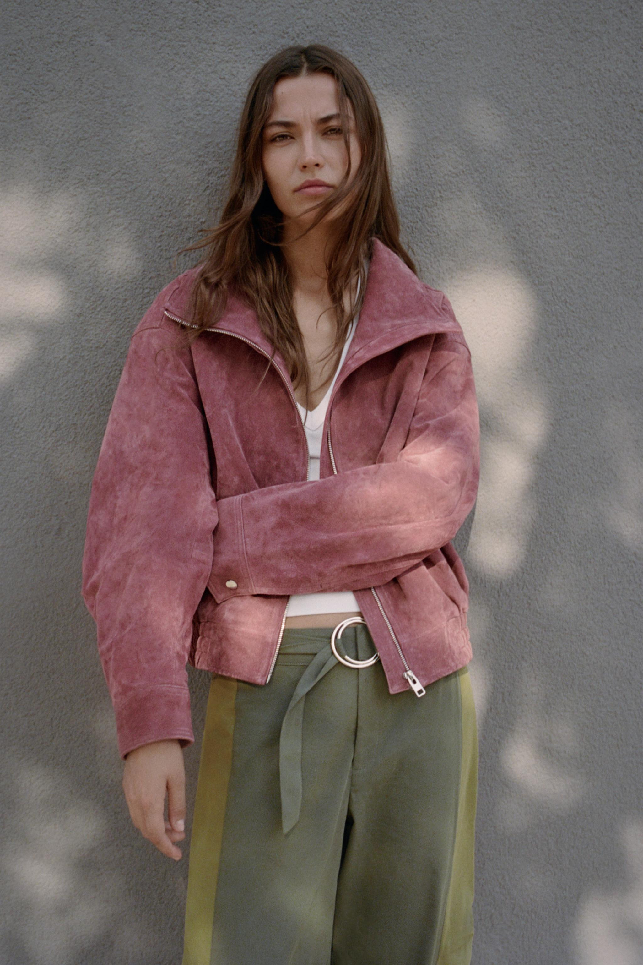 100% LEATHER HIGH NECK BOMBER JACKET | Zara US