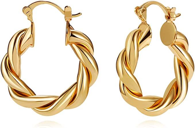 LILIE&WHITE Twisted Gold Chunky Hoop Earrings For Women Thick Hoop Earrings Fashion Jewelry | Amazon (CA)