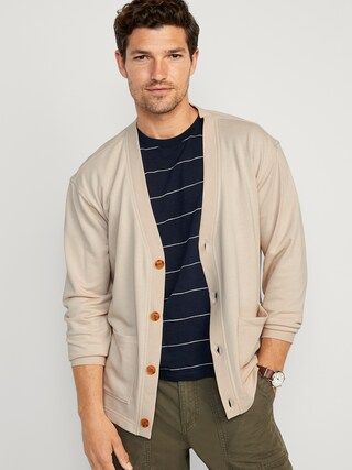 French Terry Button-Front Cardigan Sweater for Men | Old Navy (US)