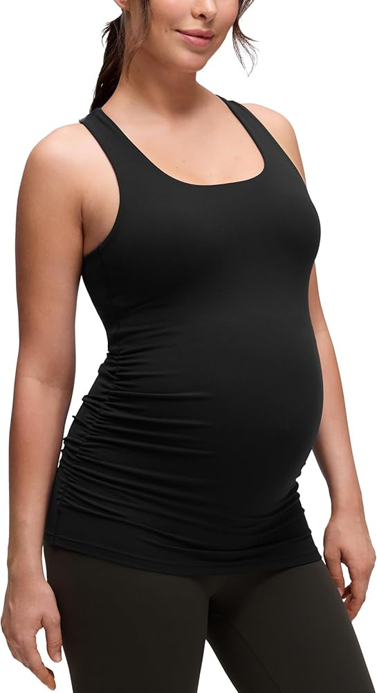 CRZ YOGA Butterluxe Maternity Racerback Tank Tops - Ruched Sleeveless Womens Pregnancy Yoga Worko... | Amazon (US)