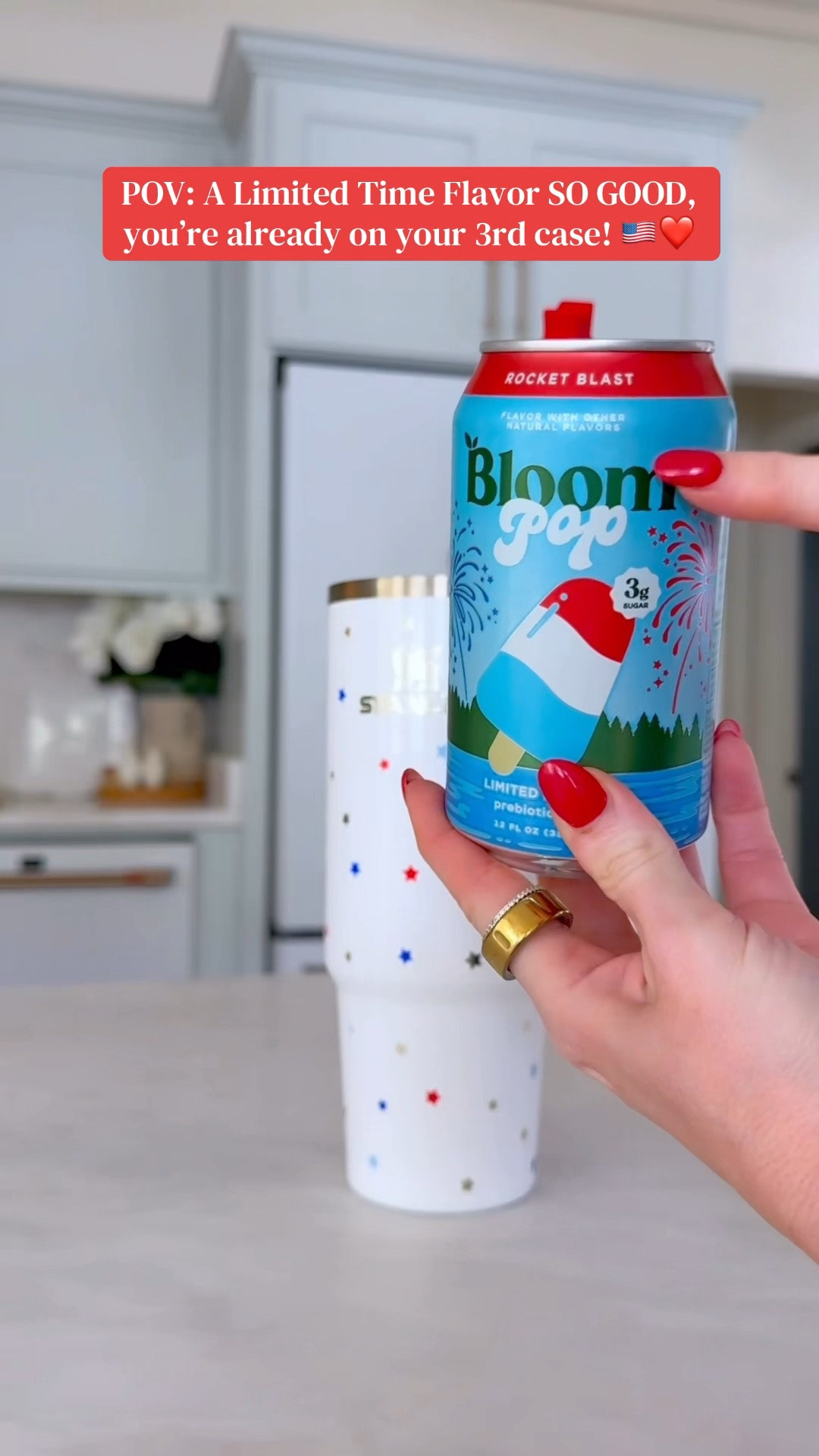 This is such a good flavor of bloom pop!! 





@Target 
Americana 
Patriotic 
Summer drink 
Stars and Stripes 
Red white blue

#LTKSeasonal #LTKfoodie #LTKselfcare