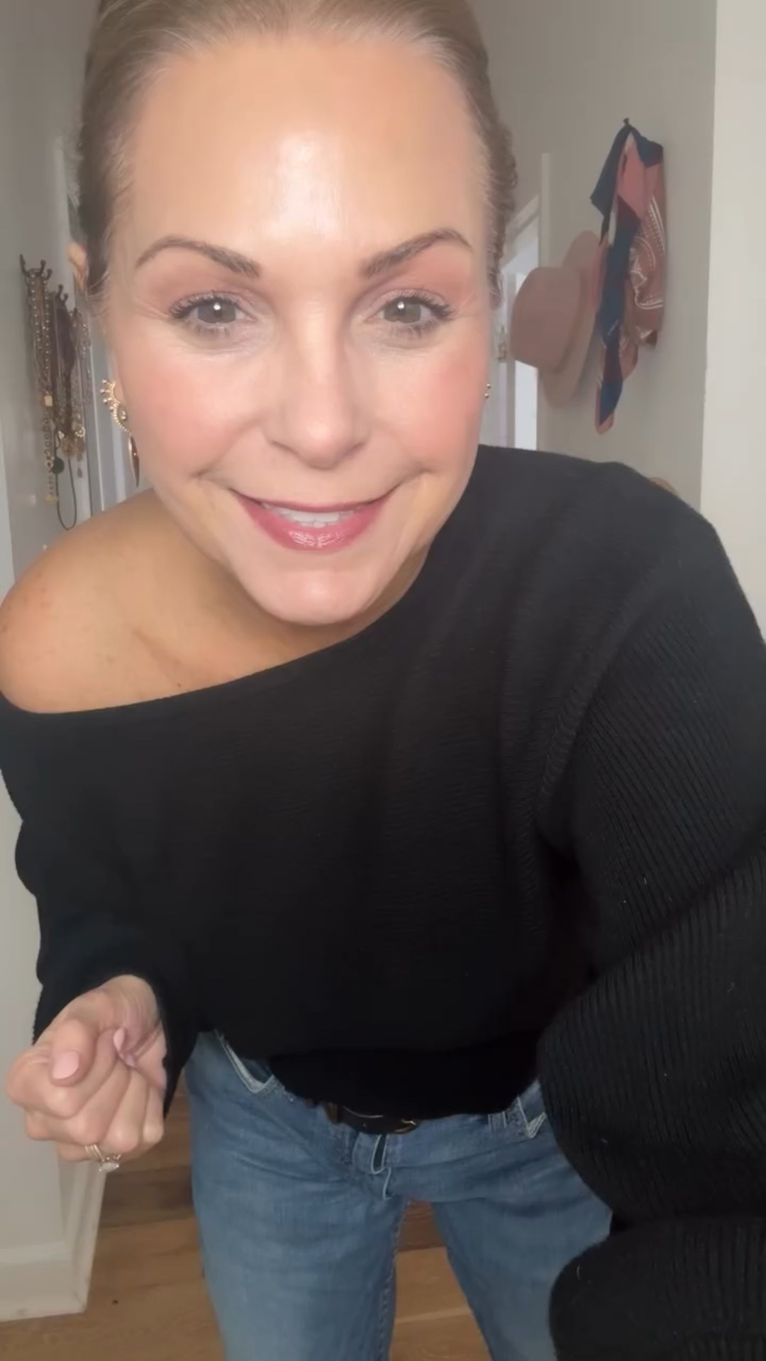 This outfit is built with basics- an amazing scarf (the accessory of the season!!), quality sweater from amazon, vintage jeans by @levis, bracelets by @budhagirl , flats by @loft  All linked (or similar items) in my LTK shop and in my stories. Or comment “shop” and I will send you the link! #vintagelevis #basics #startwiththebasics