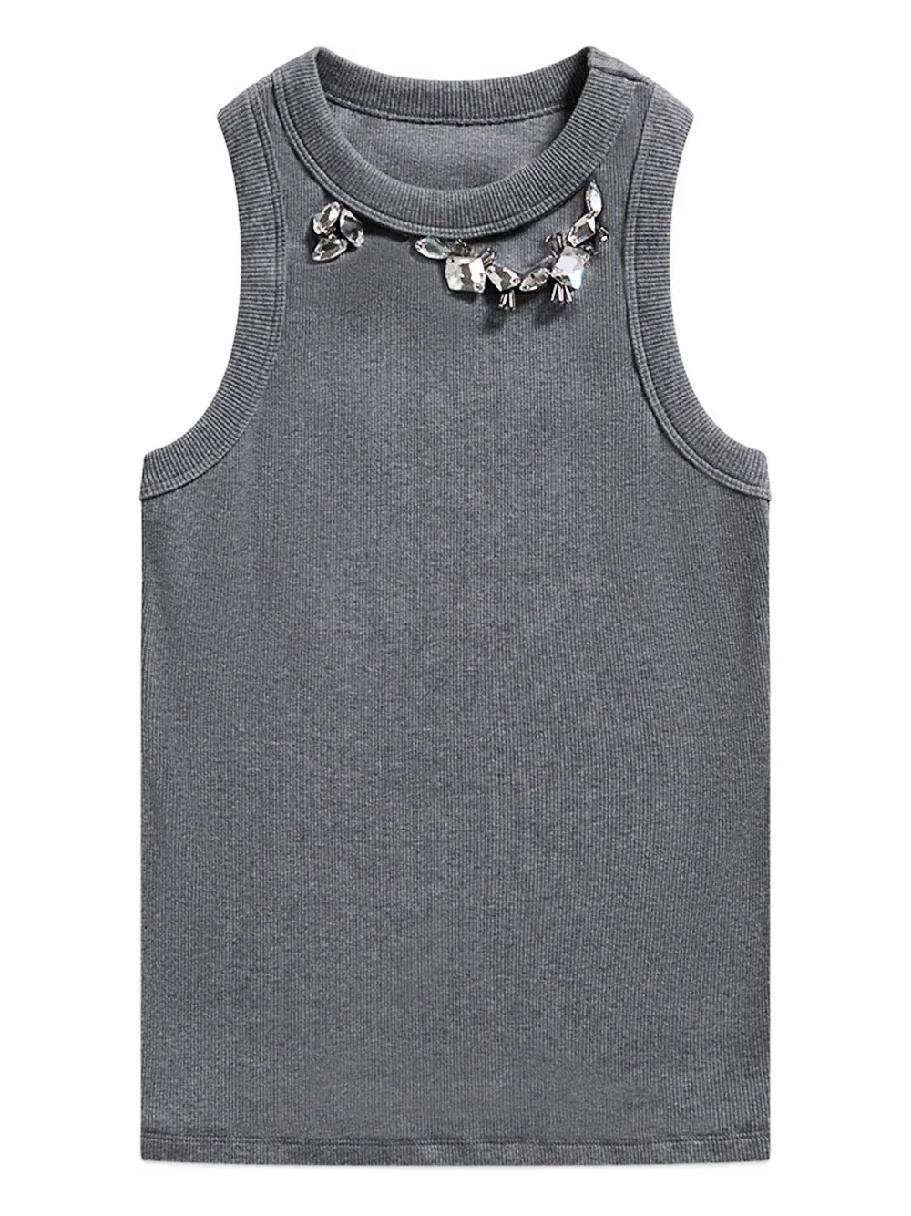 AREAcrystal-embellished ribbed tank top | Farfetch Global