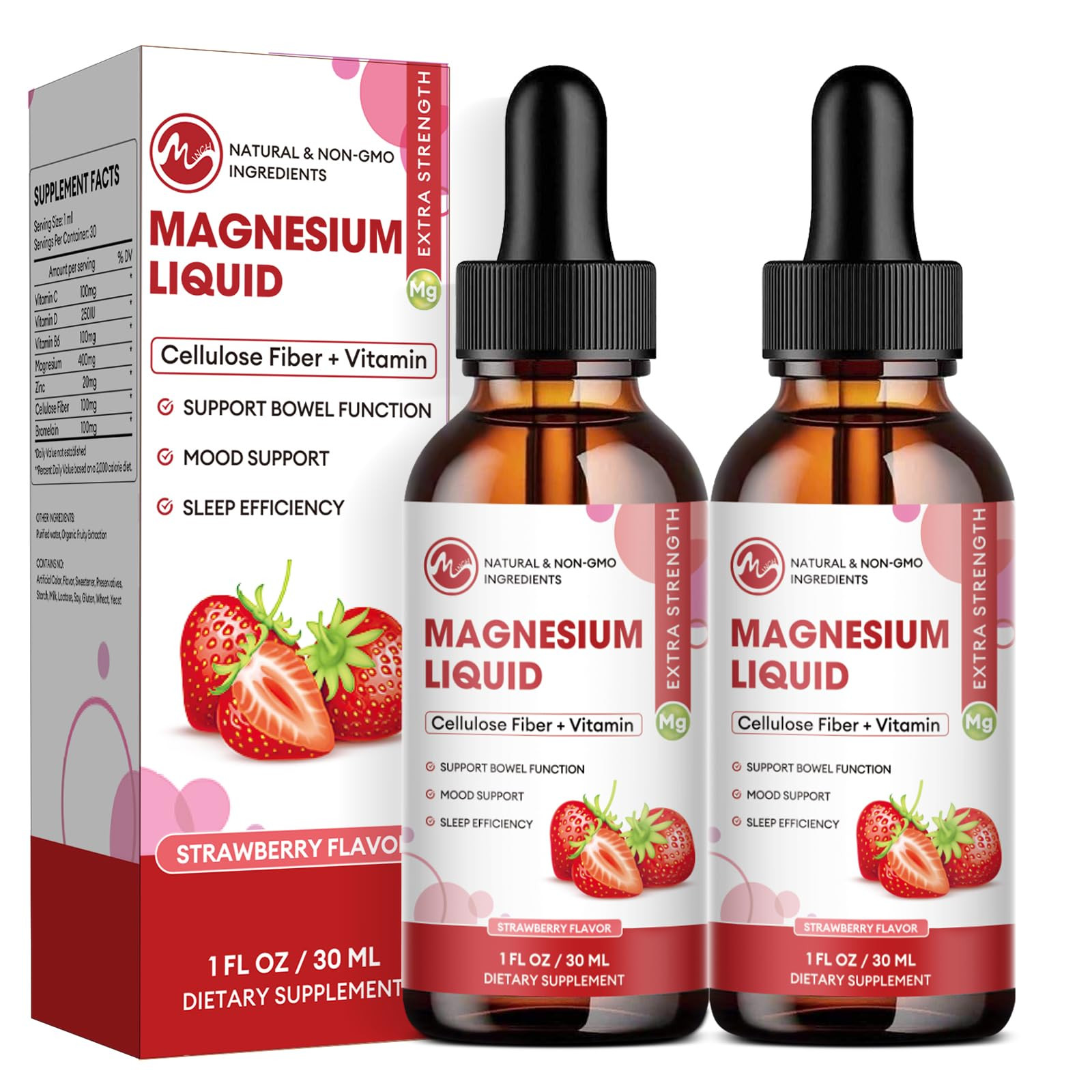 Magnesium Glycinate Liquid, High Absorption Magnesium Liquid Drops with Cellulose Fiber, Bromelai... | Amazon (US)