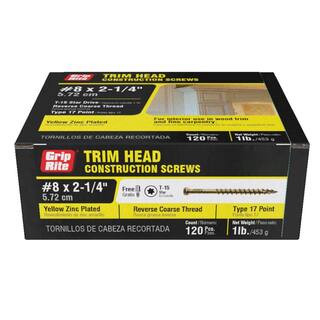 #8 in. in. x 2-1/4 in. Star Drive Trim Head Gold Construction Screw (1 lbs. - Pack) 214THGCS1 - T... | The Home Depot