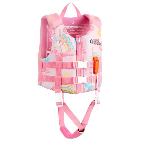 HeySplash Toddler Swim Vest, Kids Swimming Jacket Toddler Floaties with Adjustable Strap, Float Jacket for Puddle Pool Jumper, Beach, Boating, Learn to Swim Aid Fits 1.5-4Years/13-33Lbs, Pink Unicorn | Amazon (US)