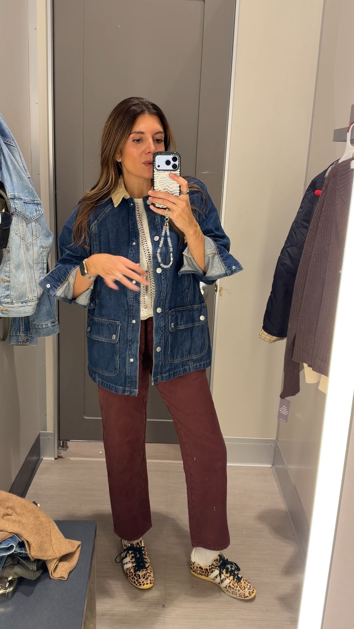 Aritzia-inspired barn jacket for less!! In a size small. Sweater in a small, 4 in the boyfriend jeans!