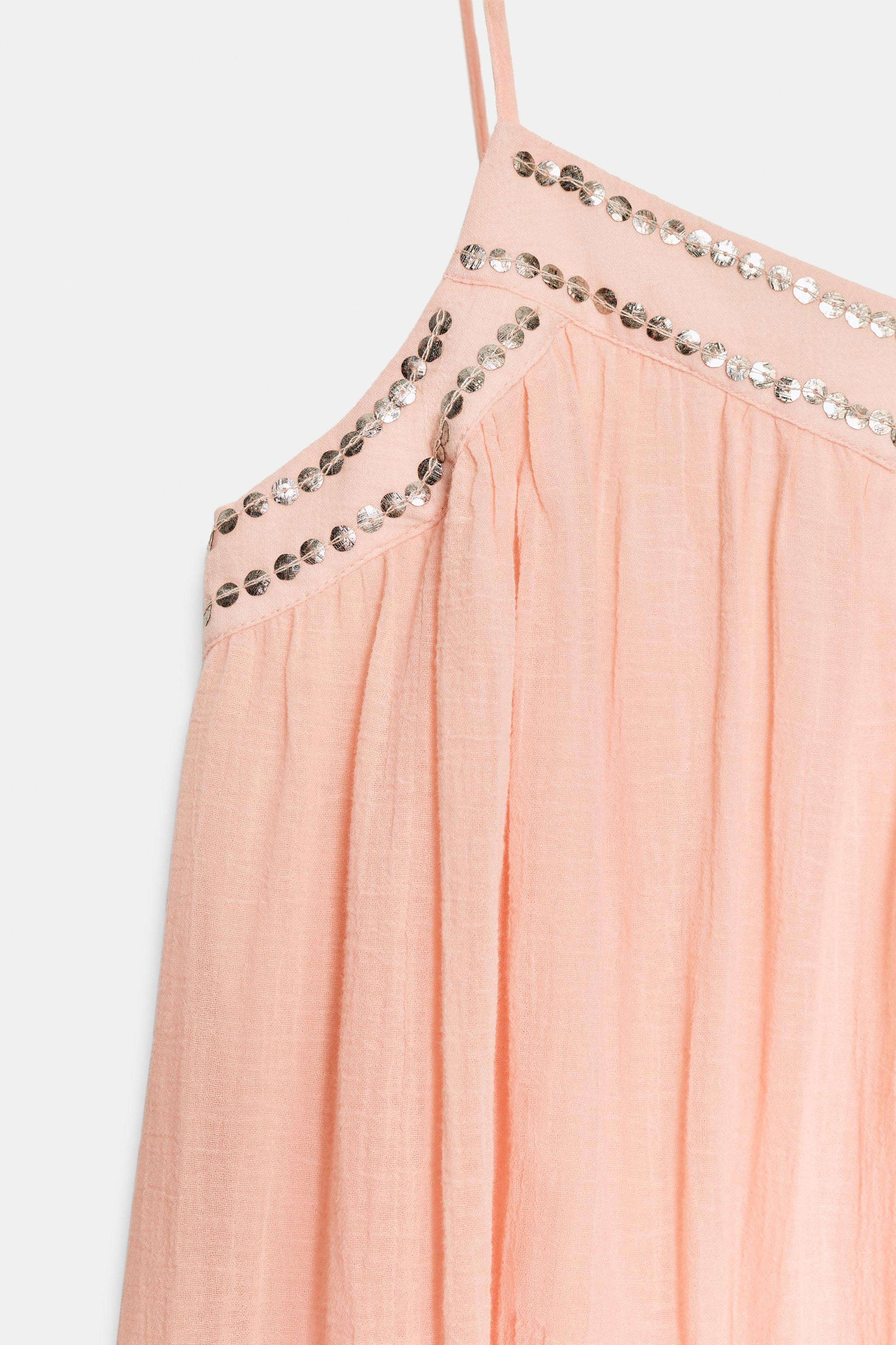 STUDDED CHIFFON MIDI DRESS | Zara UK