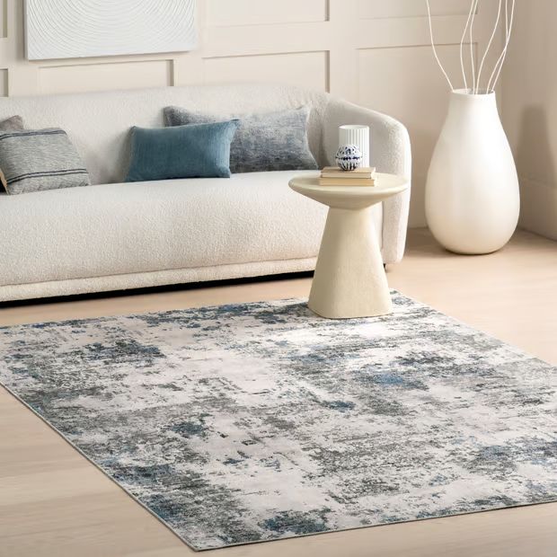 Gray Faded Abstract Washable Area Rug | Rugs USA