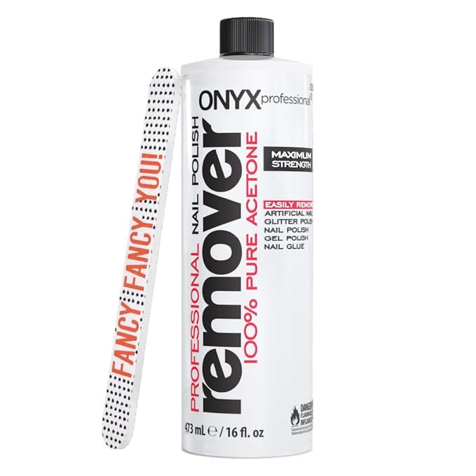 Onyx Professional 100% Pure Acetone Nail Polish Remover Kit with 7 inch Nail File, 16 fl oz - Mad... | Amazon (US)