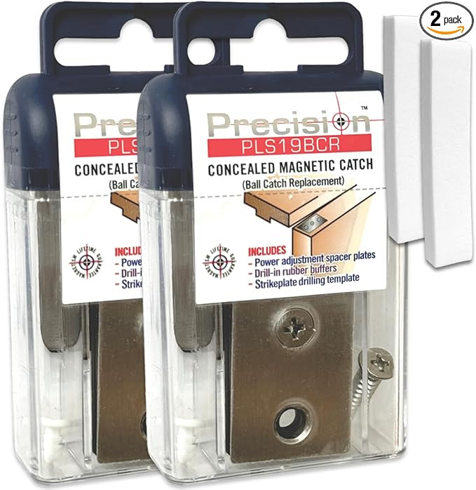 Magnetic Door Catch, Ball Catch Replacement Hardware for Closet or Double Doors, Precision Lock 2-Pack with Foam Pads | Amazon (US)