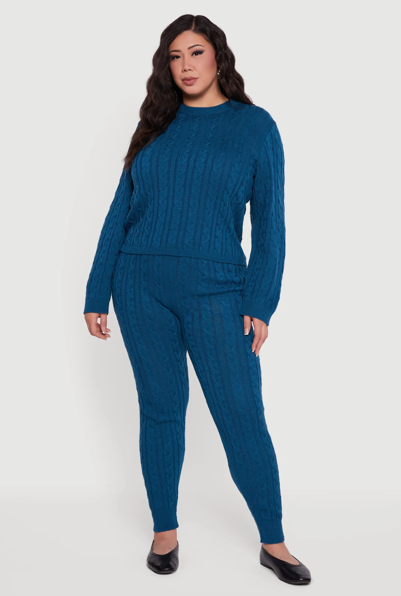 Plus Size Cable Knit High Waisted Joggers | Rainbow Shops