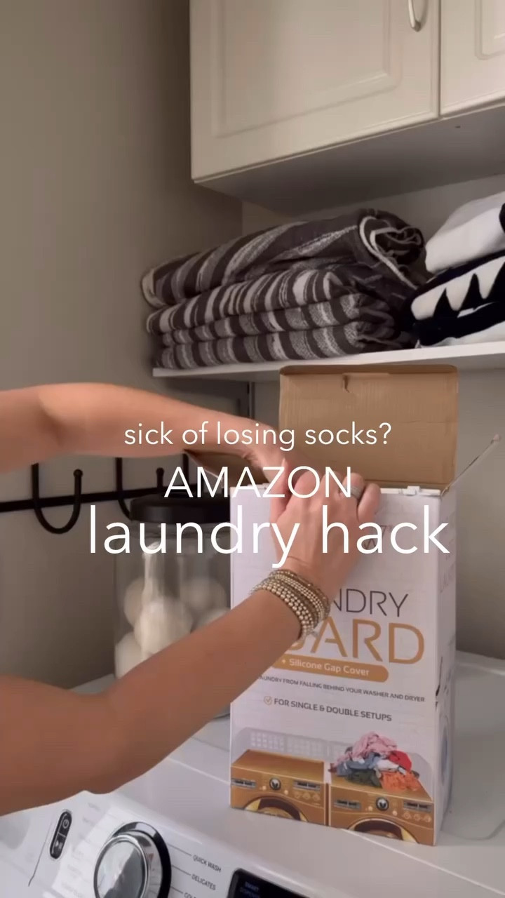 This magnetic laundry guard is great for helping to keep items like socks, towels, etc., from falling down the sides, middle and back. Keep everything today and organized. 

Laundry Guard with Silicone Gap Cover, Magnetic Fence for Washer/Dryer to Keep Clothes from Falling Behind, with 8 Strong Magnets, Laundry Room Accessories, Fits Most Washers (White) 

#LTKHome #LTKStyleTip #LTKFindsUnder50