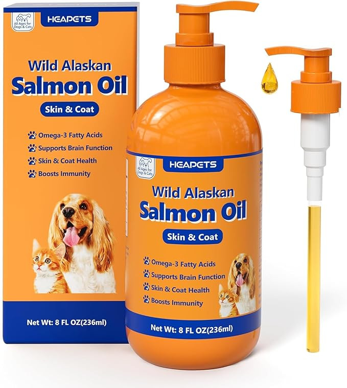 Wild Alaskan Salmon Oil for Dogs & Cats, Fish Oil Omega 3 Supplements with EPA & DHA for Skin & C... | Amazon (US)