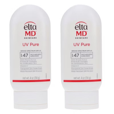 EltaMD UV Pure Broad Spectrum SPF 47 Face and Body Sunscreen 4 oz 2 Pack | Target