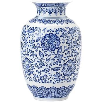 Blue Vase, Chinoiserie Vase, Ginger Jar Vase for Home Decor, Blue and White Porcelain Decor,9 "H | Amazon (US)