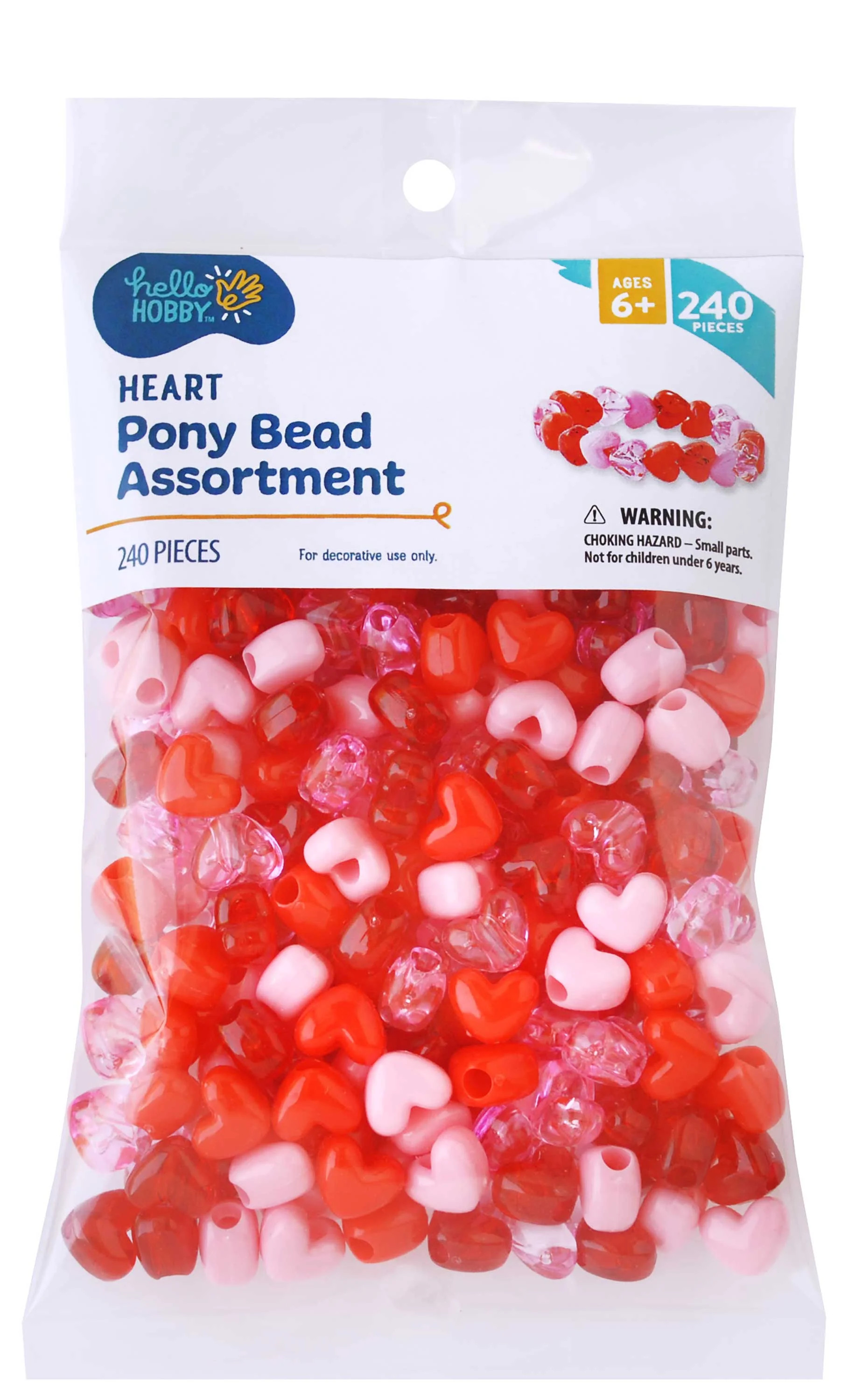 Hello Hobby Shaped Bead Mix, Hearts, 240 Pieces, Beads for Jewelry Making and DIY Crafts | Walmart (US)